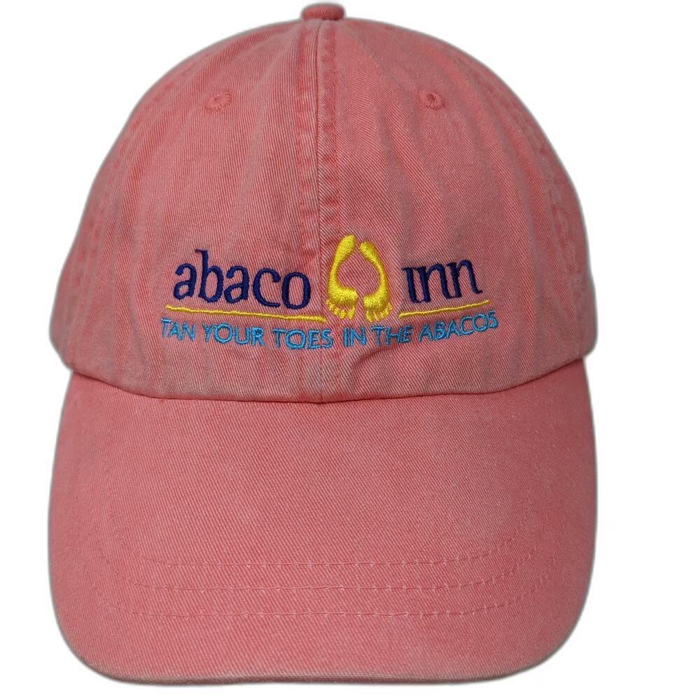 Adams Baseball Cap Pink One Size Leather Slideback Hat Abaco Inn Bahamas Resort